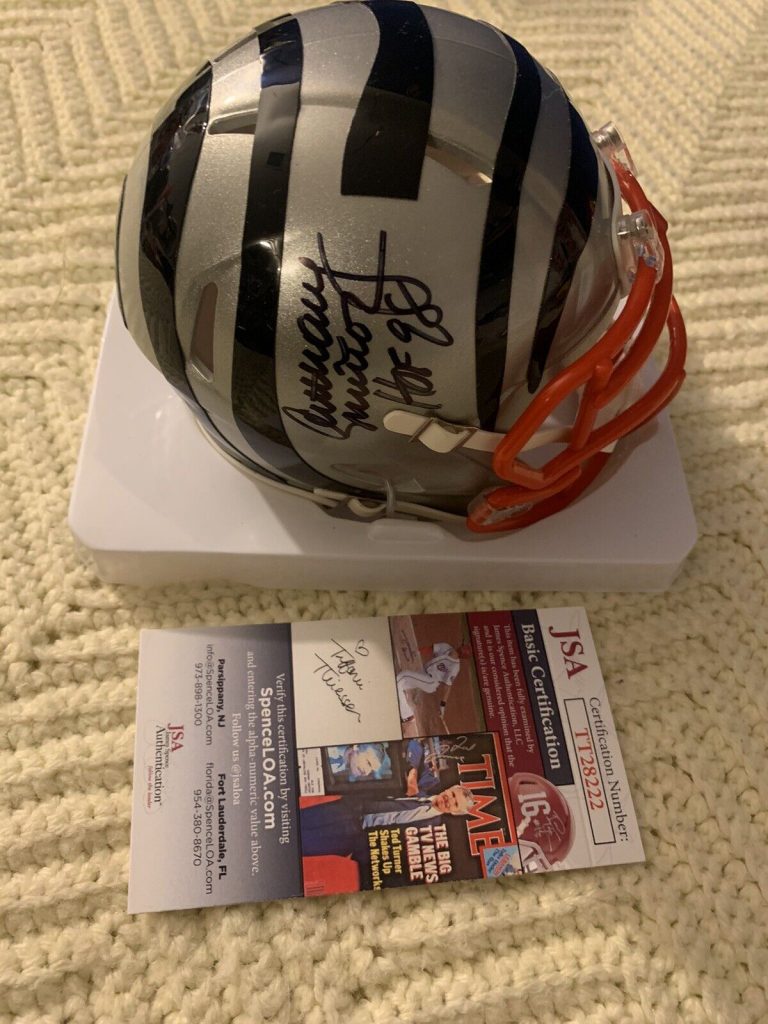 ANTHONY MUNOZ BENGALS SIGNED FLASH MINI HELMET AUTOGRAPHED JSA AUTHENTICATED COA
 COLLECTIBLE MEMORABILIA