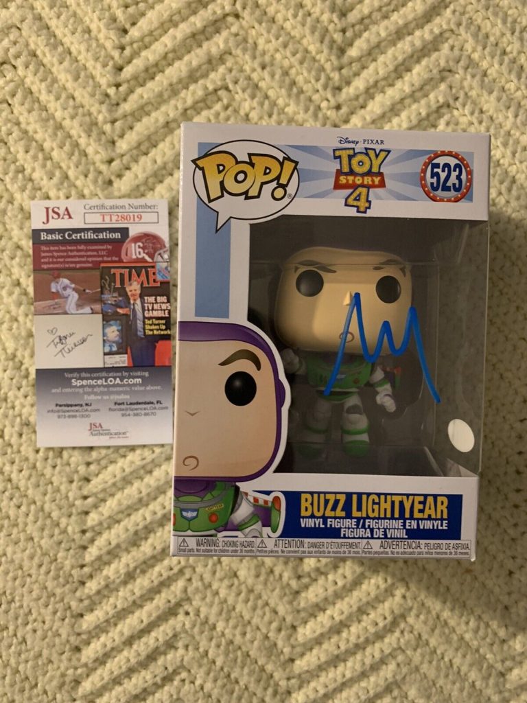 TIM ALLEN SIGNED FUNKO POP 523 JSA AUTHENTICATED COA BUZZ LIGHTYEAR AUTOGRAPHED
 COLLECTIBLE MEMORABILIA