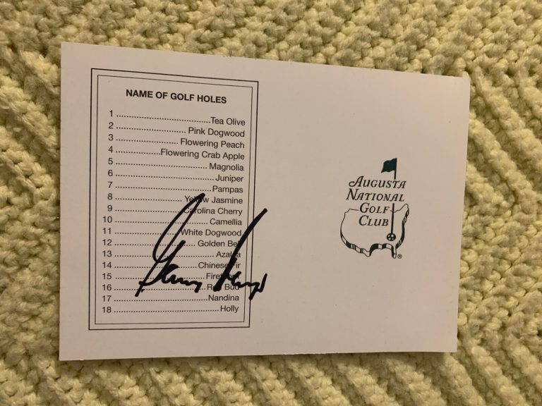 GARY PLAYER SIGNED MASTERS SCORECARD AUTOGRAPHED PGA GOLF LEGEND
 COLLECTIBLE MEMORABILIA