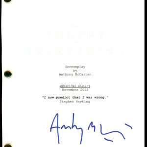Anthony McCarten "The Theory of Everything" AUTOGRAPH Signed Script Screenplay Collectible Memorabilia
