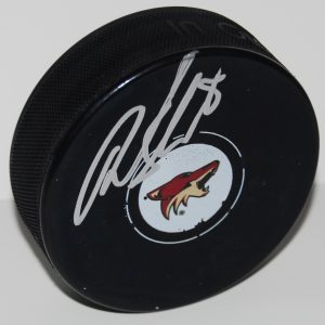 TOBIAS RIEDER signed (PHOENIX COYOTES) souvenir logo hockey puck W/COA #1 Collectible Memorabilia