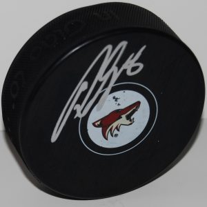 TOBIAS RIEDER signed (PHOENIX COYOTES) souvenir logo hockey puck W/COA #2 Collectible Memorabilia