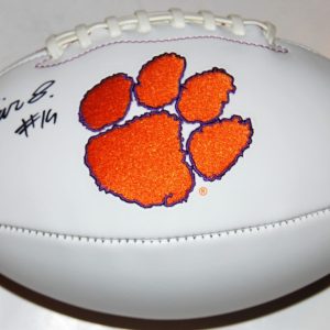 XAVIER THOMAS signed (CLEMSON TIGERS) Embroidered logo football *PROOF* W/COA C Collectible Memorabilia