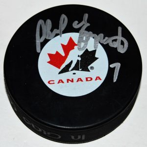 PHIL ESPOSITO signed (BOSTON BRUINS) Team Canada hockey puck autograph W/COA Collectible Memorabilia