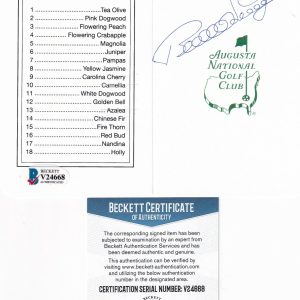 BERNHARD LANGER signed (AUGUSTA NATIONAL CLUB) Masters Scorecard BECKETT V24668 Collectible Memorabilia
