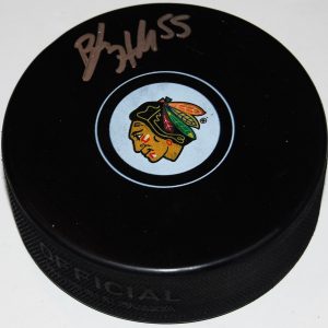 BLAKE HILLMAN signed (CHICAGO BLACKHAWKS) autograph souvenir hockey puck W/COA Collectible Memorabilia