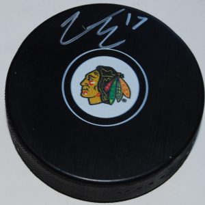 VICTOR EJDSELL signed (CHICAGO BLACKHAWKS) souvenir logo hockey puck W/COA Collectible Memorabilia