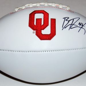 BRENDAN RADLEY-HILES signed (OKAHOMA SOONERS) Embroidered logo football W/COA C Collectible Memorabilia