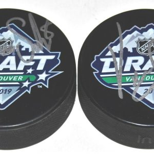 VICTOR SODERSTROM signed (ARIZONA COYOTES) 2019 NHL DRAFT hockey puck W/COA Collectible Memorabilia