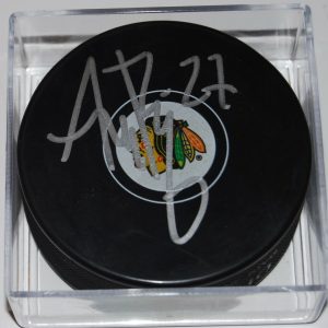 ADAM BOQVIST signed (CHICAGO BLACKHAWKS) Autographed NHL HOCKEY Puck W/COA #2 Collectible Memorabilia