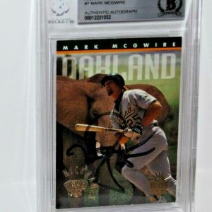 MARK MCGWIRE signed (OAKLAND ATHLETICS) Nick Names baseball card BECKETT BAS Collectible Memorabilia