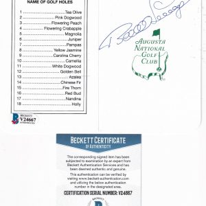 BERNHARD LANGER signed (AUGUSTA NATIONAL CLUB) Masters Scorecard BECKETT V24667 Collectible Memorabilia
