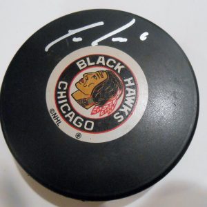 Trevor Daley Signed Chicago Blackhawks Hockey Puck w/COA Collectible Memorabilia