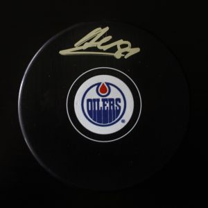 Yohann Auvitu Signed Edmonton Oilers Autograph Puck w/COA 2017 Collectible Memorabilia
