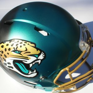 Jacksonville Jaguars Custom Speed Blaze Football Helmet QB Decals Used Minshew Collectible Memorabilia