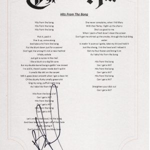 CYPRESS HILL B-REAL SIGNED HITS FROM THE BONG LYRIC SHEET Collectible Memorabilia