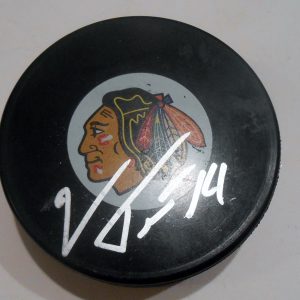 Viktor Tikhonov Signed Chicago Blackhawks Hockey Puck w/COA Collectible Memorabilia