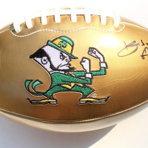 Brandon Wimbush Signed Notre Dame Gold Logo Football w/COA Fighting Irish #1 C Collectible Memorabilia