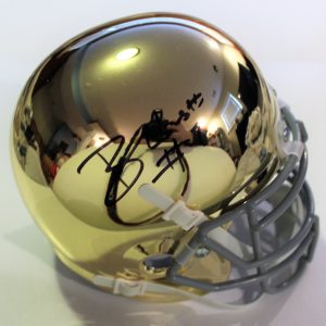 Brandon Wimbush Signed Notre Dame Mini Football Helmet w/COA Gold Chrome C Collectible Memorabilia