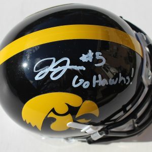 Jestin Jacobs Signed Iowa Hawkeyes Mini Football Helmet W/COA #1 C Collectible Memorabilia