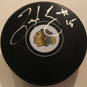 Zack Smith Signed Chicago Blackhawks Logo Autograph Hockey Puck w/COA Collectible Memorabilia