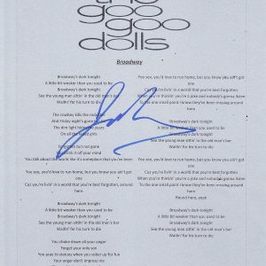 THE GOO GOO DOLLS JOHN RZEZNIK SIGNED BROADWAY LYRIC SHEET Collectible Memorabilia