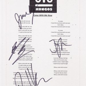 KONGOS GROUP SIGNED COME WITH ME NOW LYRIC SHEET Collectible Memorabilia