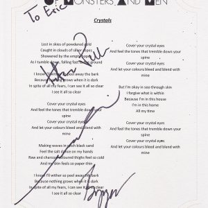 OF MONSTERS AND MEN GROUP SIGNED CRYSTALS LYRIC SHEET Collectible Memorabilia