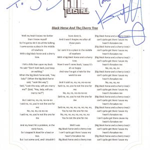 KT TUNSTALL SIGNED BLACK HORSE AND THE CHERRY TREE LYRIC SHEET Collectible Memorabilia