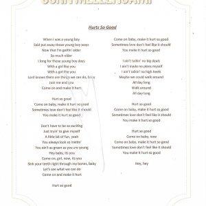 JOHN MELLENCAMP SIGNED HURTS SO GOOD LYRIC SHEET Collectible Memorabilia