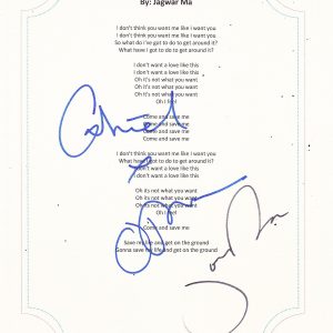 JAGWAR MA ALL 3 MEMBERS SIGNED COME SAVE ME LYRIC SHEET Collectible Memorabilia