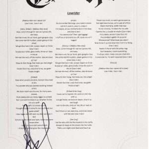 CYPRESS HILL B-REAL SIGNED LOWRIDER LYRIC SHEET Collectible Memorabilia