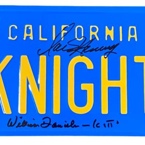 DAVID HASSELHOFF WILLIAM DANIELS SIGNED KNIGHT RIDER LICENSE PLATE KITT BECKETT
