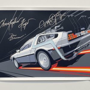 MICHAEL J FOX CHRISTOPHER LLOYD SIGND BTTF 36X24 SCREEN PRINT 230/500 BECKETT