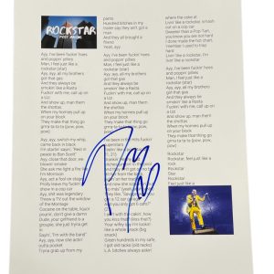POST MALONE SIGNED ROCKSTAR LYRIC SHEET AUTHENTIC AUTOGRAPH POSTY COA