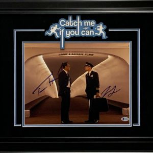 TOM HANKS LEONARDO DICAPRIO SIGNED 11X14 PHOTO FRAMED CATCH ME IF YOU CAN BAS