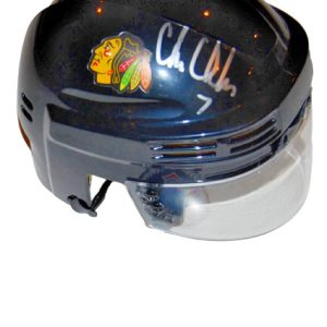 CHRIS CHELIOS signed (CHICAGO BLACKHAWKS) mini hockey helmet BECKETT BAS #2