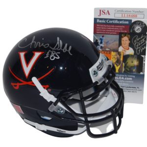 CHRIS SLADE signed (VIRGINA CAVALIERS) Patriots mini football helmet JSA LL18488