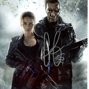 ARNOLD SCHWARZENEGGER & EMILIA CLARKE signed autographed TERMINATOR photo