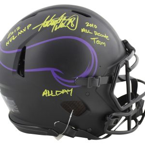 Vikings Adrian Peterson "3x Insc" Signed Eclipse Proline F/S Speed Helmet BAS