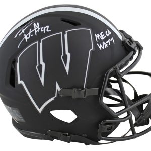 Wisconsin T.J. Watt Mega Watt Signed Eclipse Full Size Speed Proline Helmet BAS