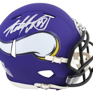 Vikings Adrian Peterson Authentic Signed Purple Speed Mini Helmet BAS Witnessed