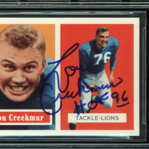 Lions Lou Creekmur "HOF 96" Signed 1994 Topps Archives 1957 #20 Card BAS Slabbed