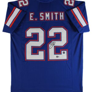 Florida Emmitt Smith Authentic Signed Blue Jersey Autographed BAS Witnessed