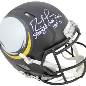 Vikings Randy Moss "SCH, HOF 18" Signed Amp Proline Full Size Speed Helmet BAS