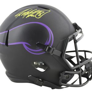 Vikings Adrian Peterson Signed Eclipse Full Size Speed Rep Helmet BAS Witnessed