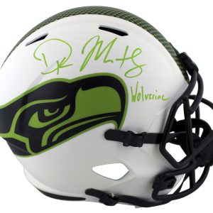 Seahawks DK Metcalf "Wolverine" Signed Lunar F/S Speed Proline Helmet BAS Wit