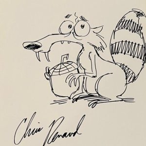 Chris Renaud Rare Hand signed Original Sketch Scrat Ice Age Minions Despicable M