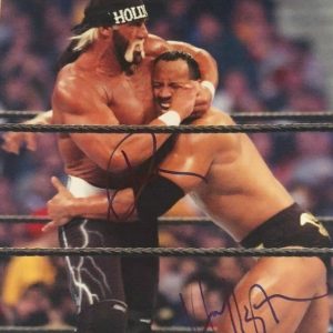 Hulk Hogan Dwayne Johnson The Rock signed autographed 11x14 photo Wrestlemania