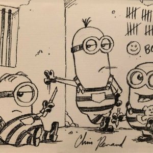 Chris Renaud Rare Hand Signed 11x14 Sketch Canvas Minions Despicable Me Artwork